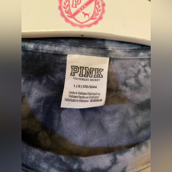 VS PINK LONG SLEEVE CAMPUS TEE SHIRT BLACK GRAY TIE DYE DOG PUP PULPY LOGO HTF L - Picture 5 of 9